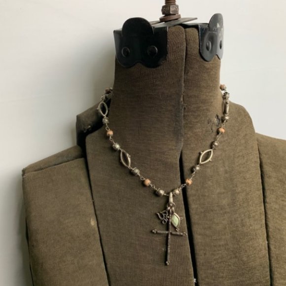 Lucky Brand cross and charms beaded necklace - Picture 5 of 8